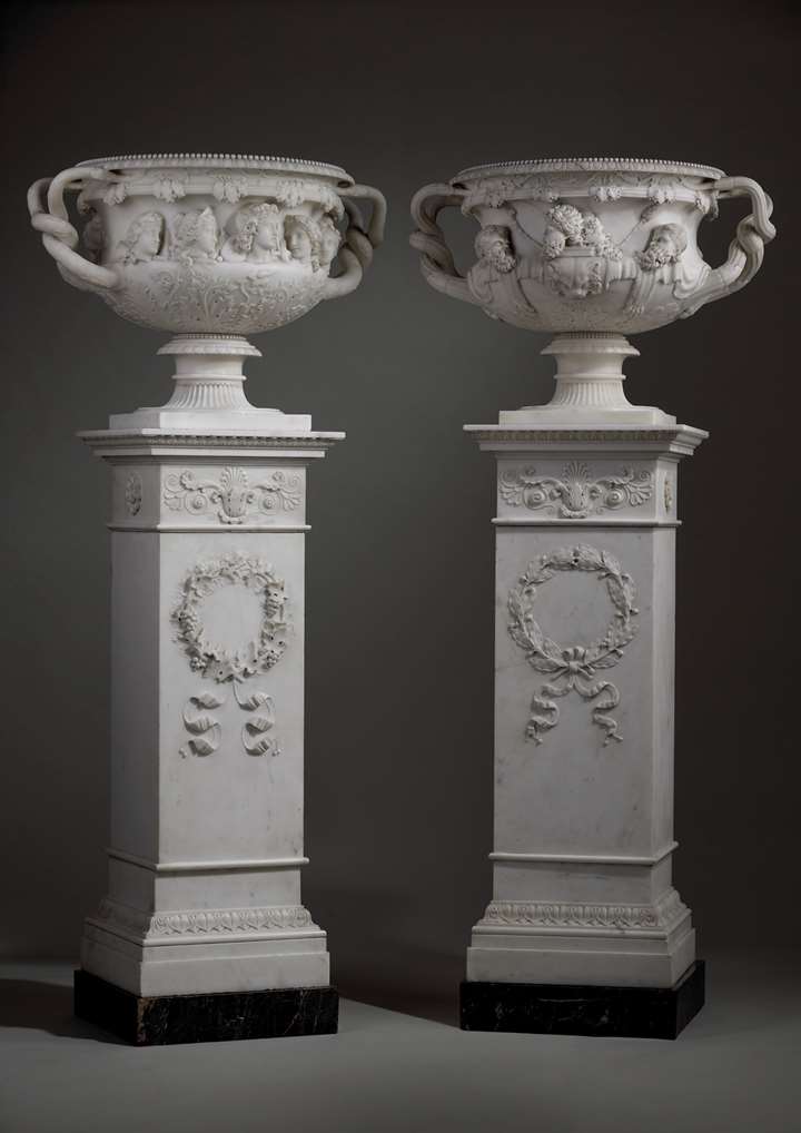"The Forbes of Pitsligo Vases", with Corresponding Plinths